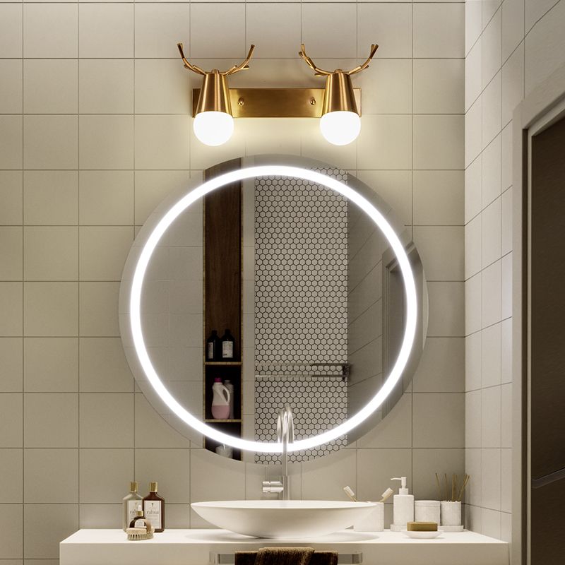 Antler Vanity Wall Light Postmodern Metal Brass Glasce Light Ayémateur avec conception de bulbe exposée
