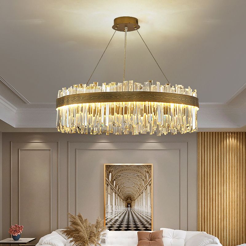 Gold Nordic Modern Lighting Fixtures Crystal Circle Down Lighting Pendant