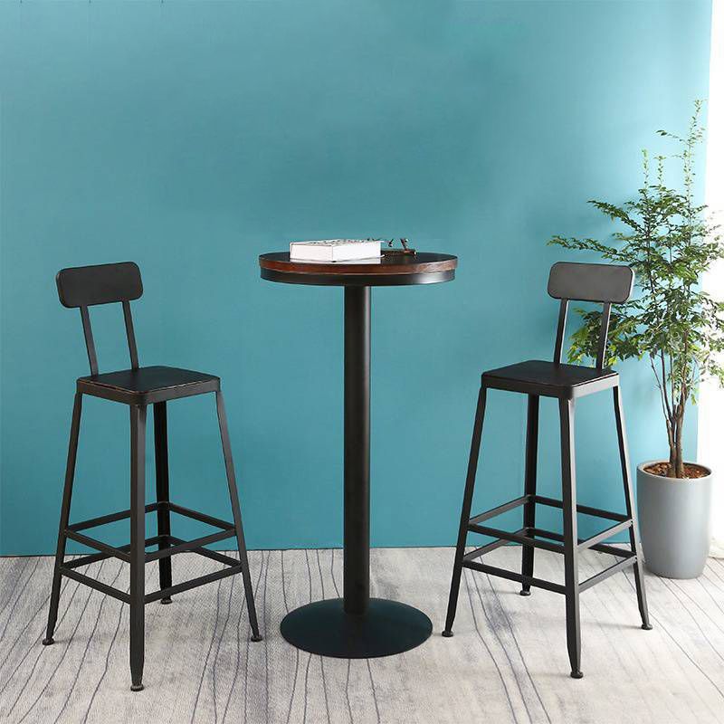 Solid Wood Pub Table Bar Height Industrial Round Bar Table for Indoor
