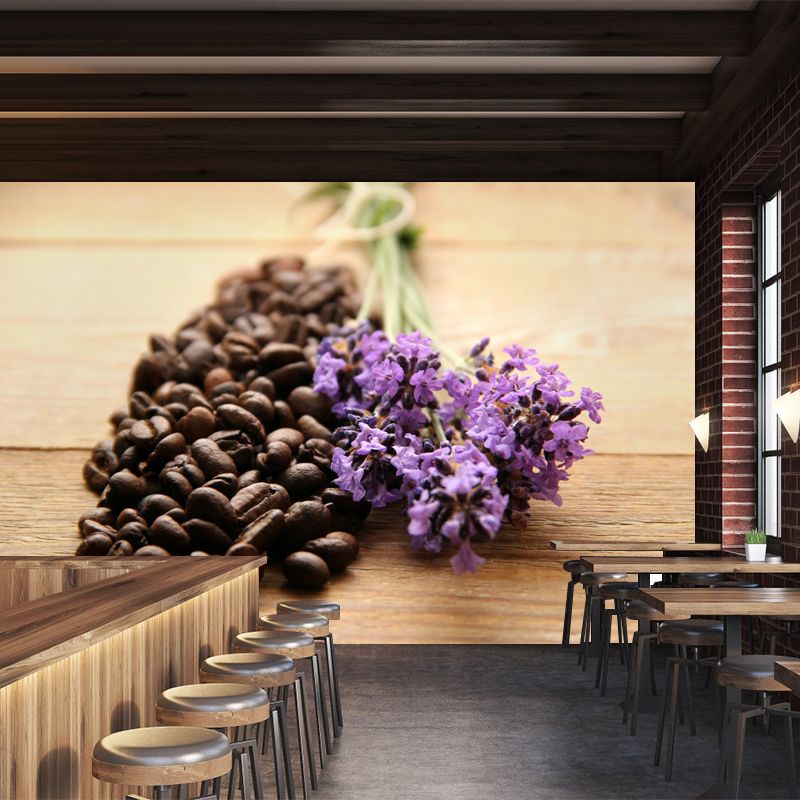 Coffee Beans Mural Wallpaper Environment Friendly for Coffee Shop Wall Covering