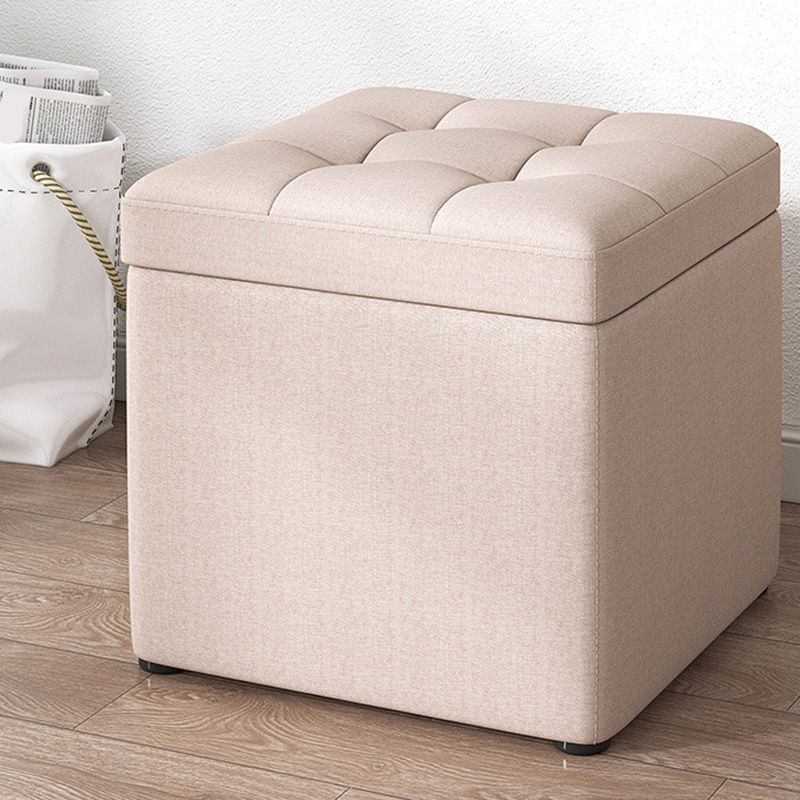 Tufted Pouf Solid Color Fabric Square Scratch Resistant Pouf Ottoman with Storage
