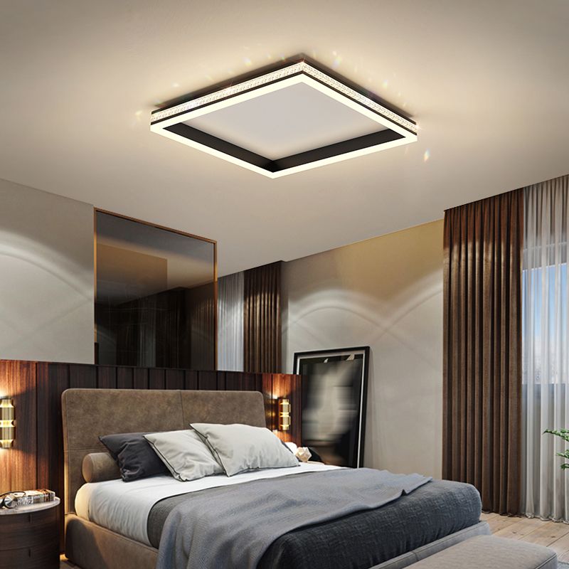 Metal Geometric Flush Ceiling Light Modern 1-Light Flush Mount Lighting in Black