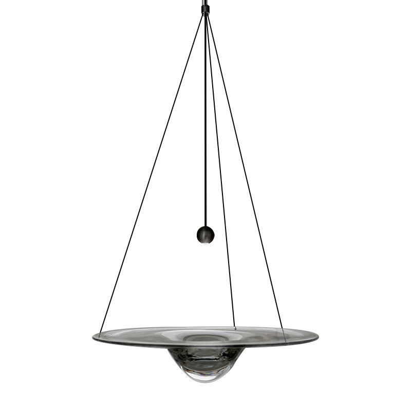Luz de colgante colgante de sombrero Contemporáneo Clear Glass 1 Cabeza de comedor Luz de suspensión