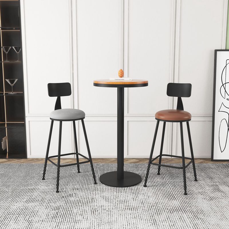Industrial Armless Backrest Counter Stool Iron Dining Room Bar Stool with Seat and Pedal