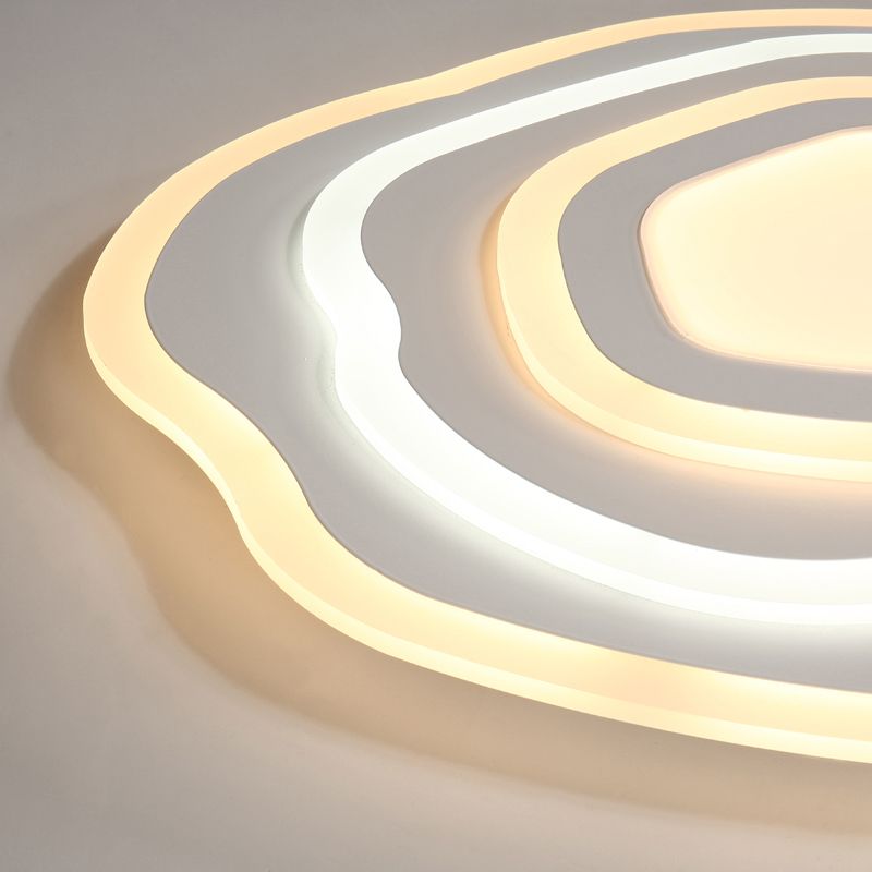 Ultra Thin Acrylic Ripple Ceiling Lamp 19.5"/23.5" W Simple White LED Flush Lighting in Warm/White Light
