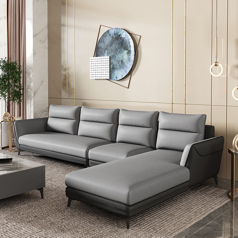 Faux Leather Sectionals 136.22" L Flared Arm Stain-Resistant Sectionals