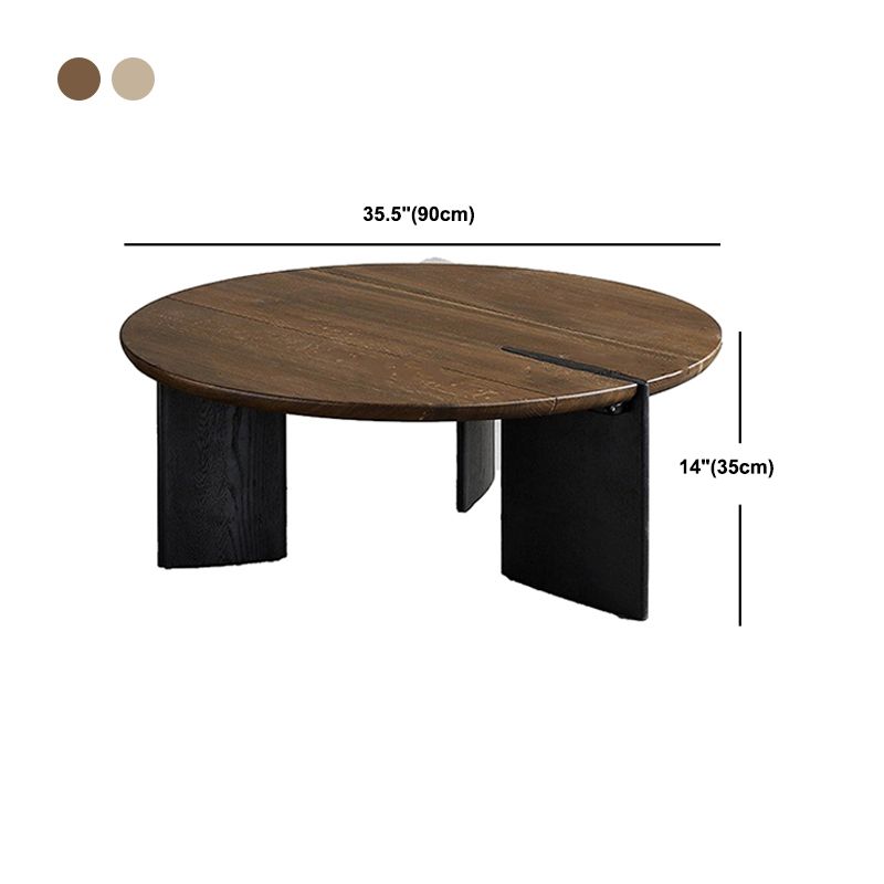 Contemporary Style Coffee Table Solid Wood Round Cocktail Table