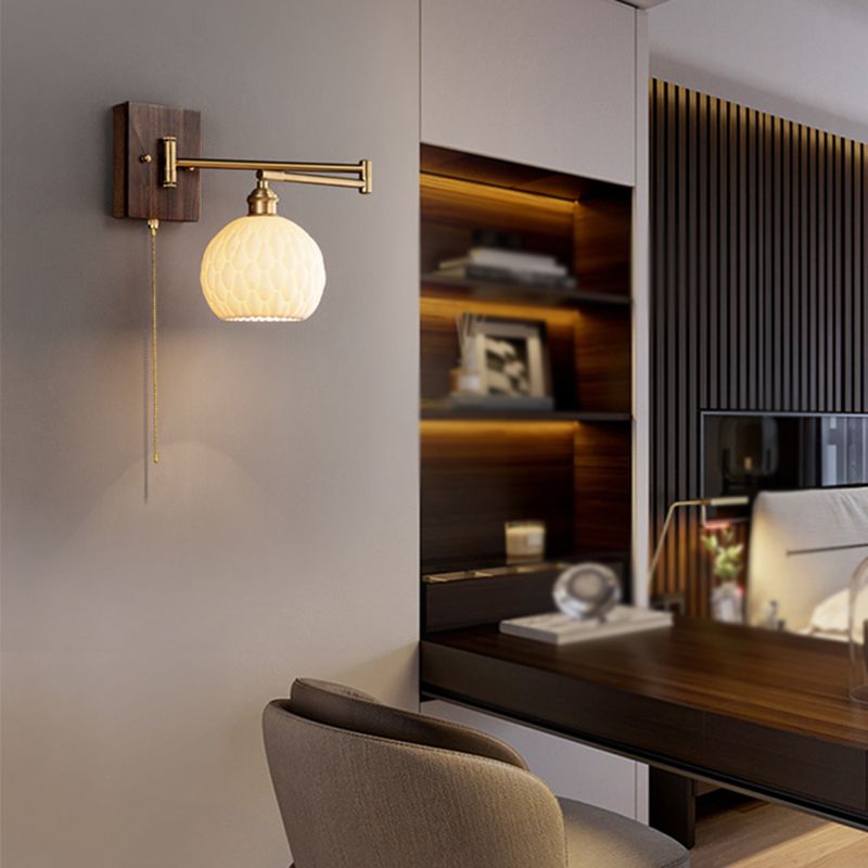 Metal Modern Wall Sconce Geometric Shape Wall Light with Ceramic Shade for Living Room