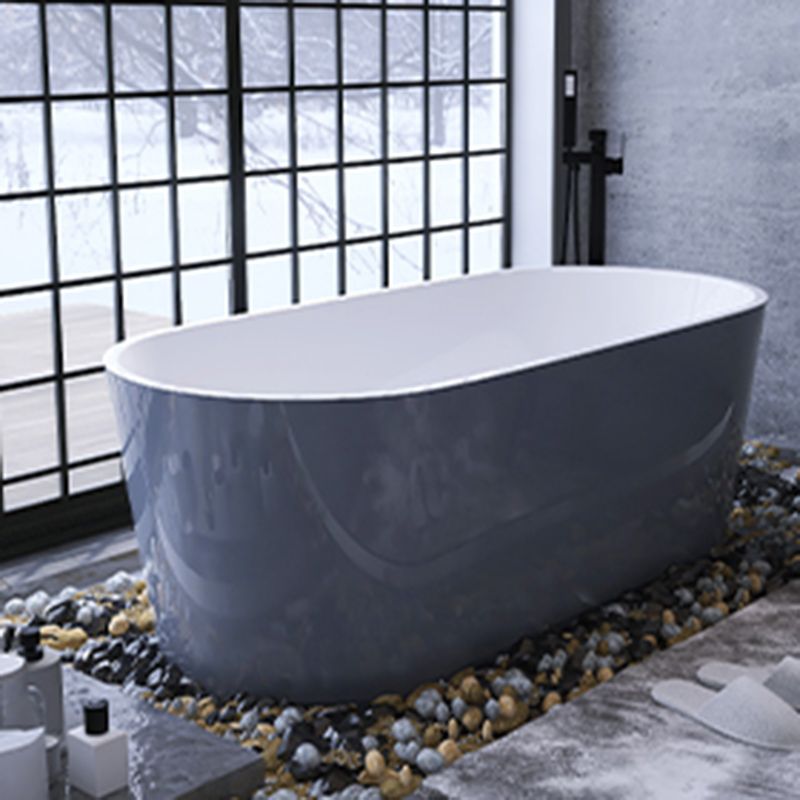 Modern Style Acrylic Ellipse Bathtub Freestanding Soaking Bathtub with Drain Bath Tub