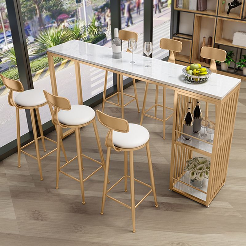 Modern Bar Table Set 1/2/3/5/7 Pcs Faux Marble Rectangular Bar Set for Indoor