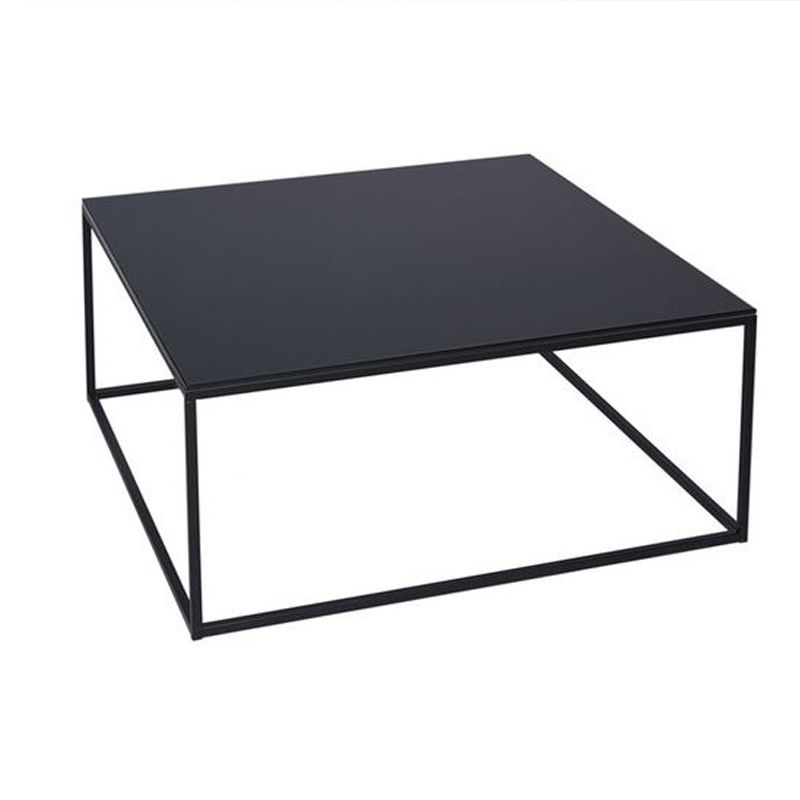 Mid-Century Modern Iron Coffee Table Black Finish Square Cocktail Table
