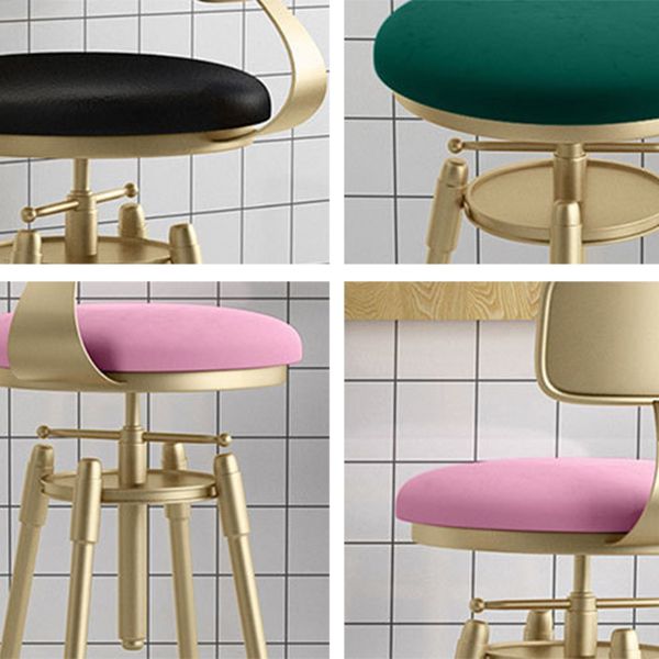 Living Room Glam Liftable Barstool Metal 4 Legs Bar Stool with Pedal