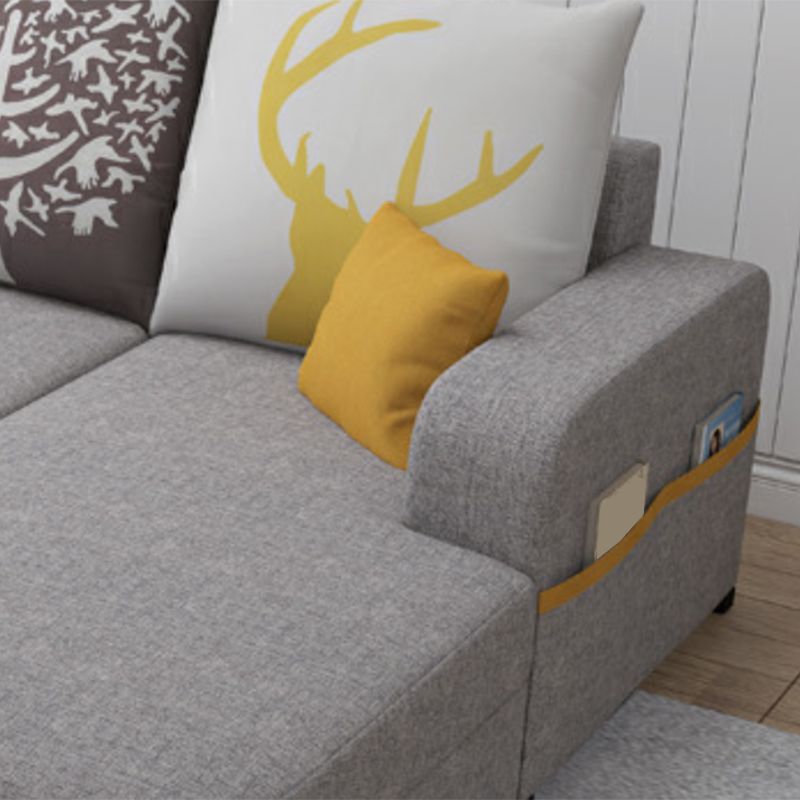 Contemporary 4-Seater Sofa with Storage Recessed Arm for Apartment