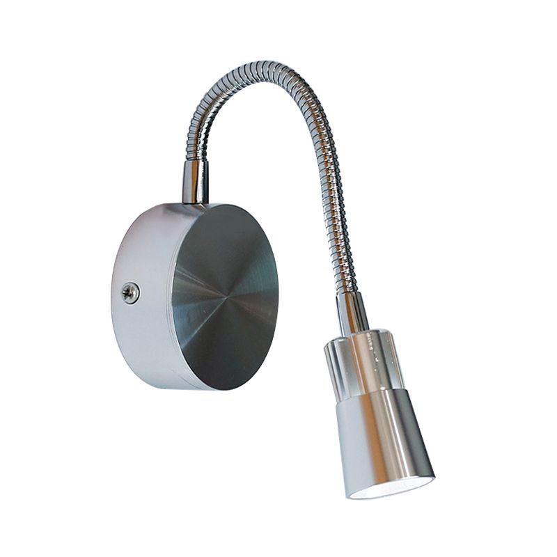 LED Corridor Reading Wall Light with Mini Metal Shade Warm/White Lighting Wall Sconce Lamp in Chrome