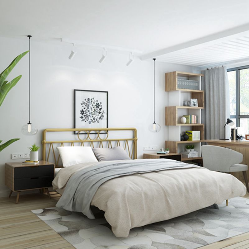 43.3" Tall Bed with Headboard Low Profile Bed with Metal Legs