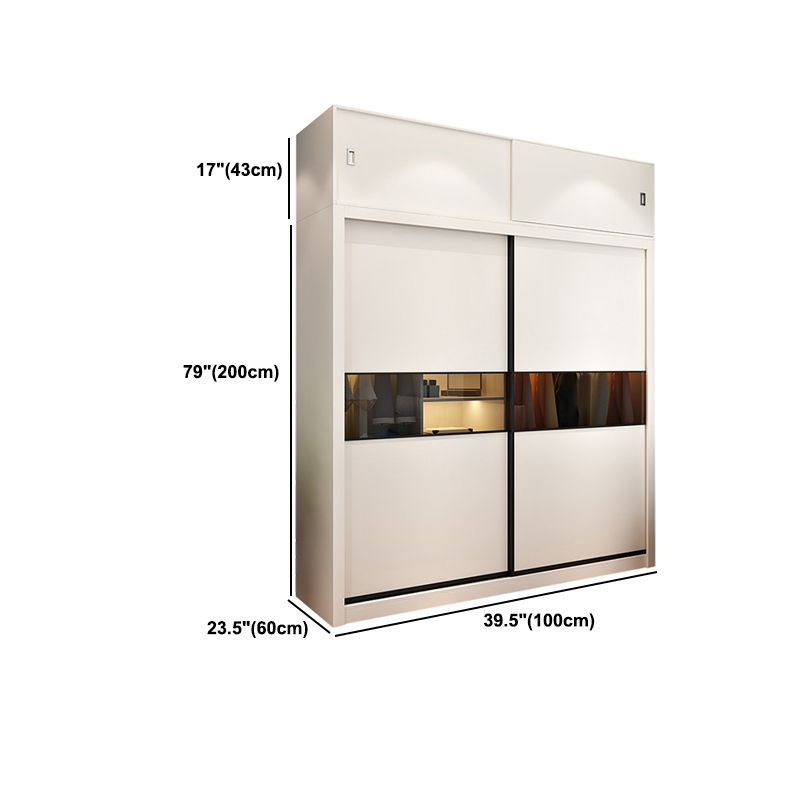 White Engineered Wood Wardrobe Cabinet Contemporary Wardrobe Closet
