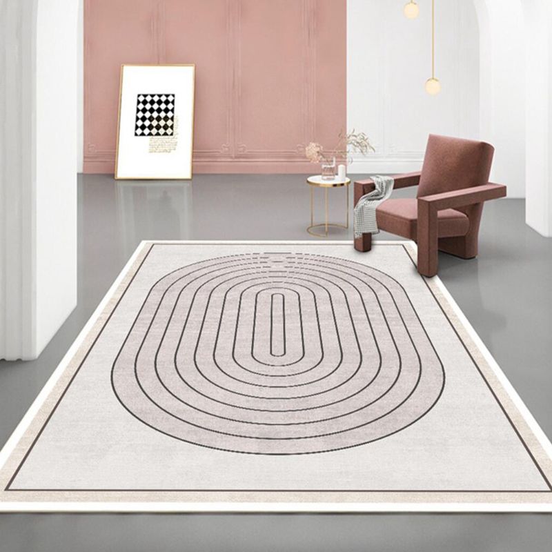 Dark Gray Striped Carpet Polyester Modern Carpet Washable Carpet for Home Decor
