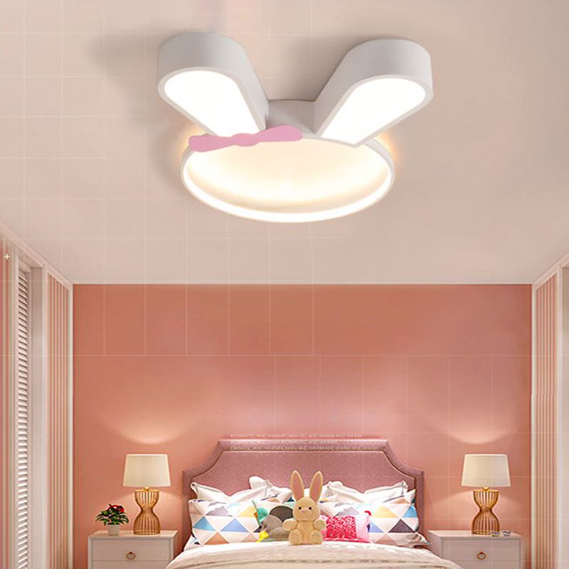 Metal Rabbit Ceiling Light Fixture Kids Style LED Flush Mount Ceiling Light