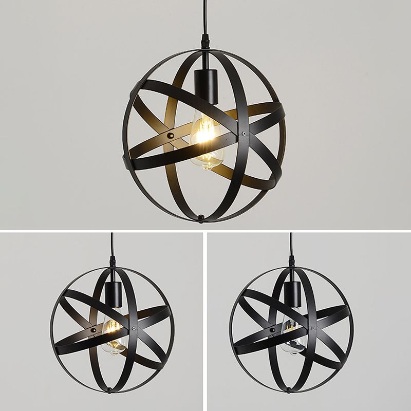 Zwarte ijzeren kooi 1-licht hangende licht retro industriële stijl verlichting hanger met 59 "verstelbare draad