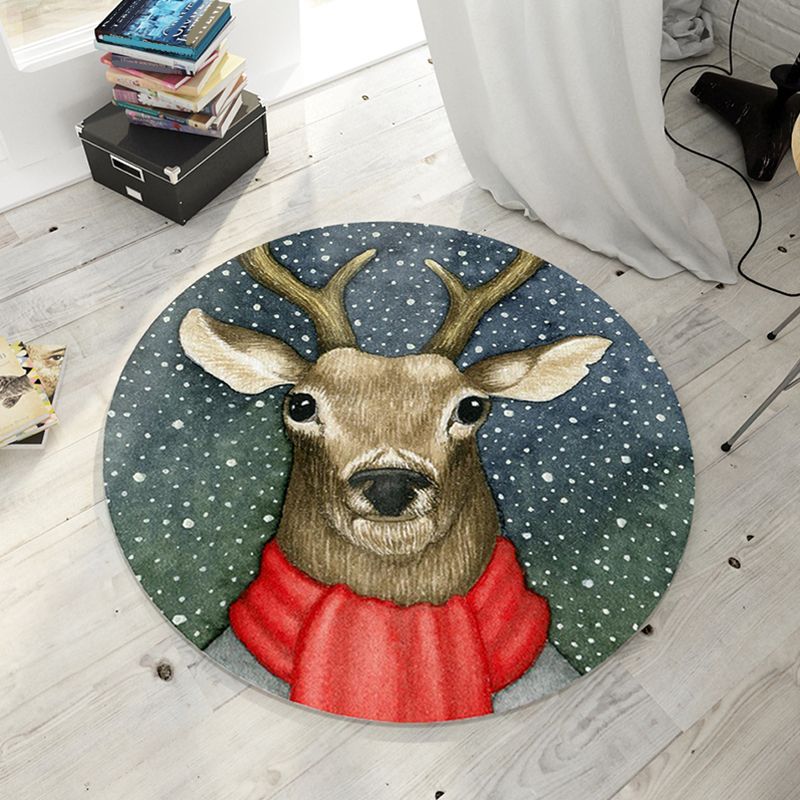 Modern Living Room Rug Multi Color Animal Printed Rug Polyster Non-Slip Backing Easy Care Carpet