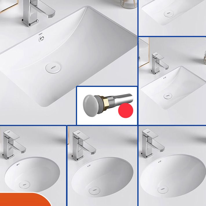 Modern Bathroom Sink Pop-Up Drain Porcelain Solid Color Oval-Shape Vessel Lavatory Sink