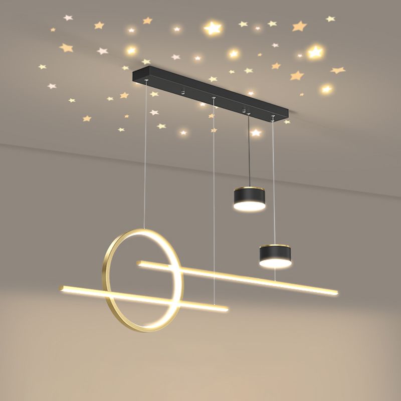 Contemporary Style Linear Island Lighting Metal 5 Light Island Pendant Lights