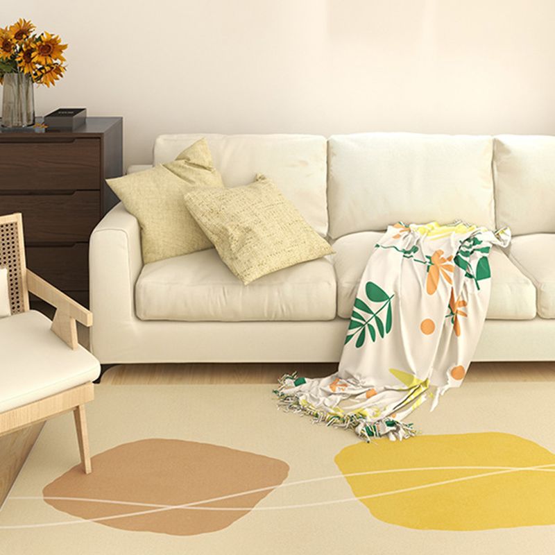 Orange Casual Carpet Polyester Contrast Color Carpet Washable Carpet for Living Room