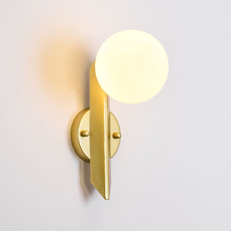 Modernist Wall Sconce Globe Glass Sconce Lighting in White for Bedroom