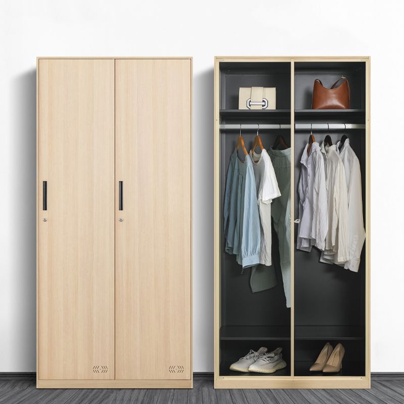Modern Metal Storage Cabinet with Garment Rod Matte Finish Cabinet for Bathroom