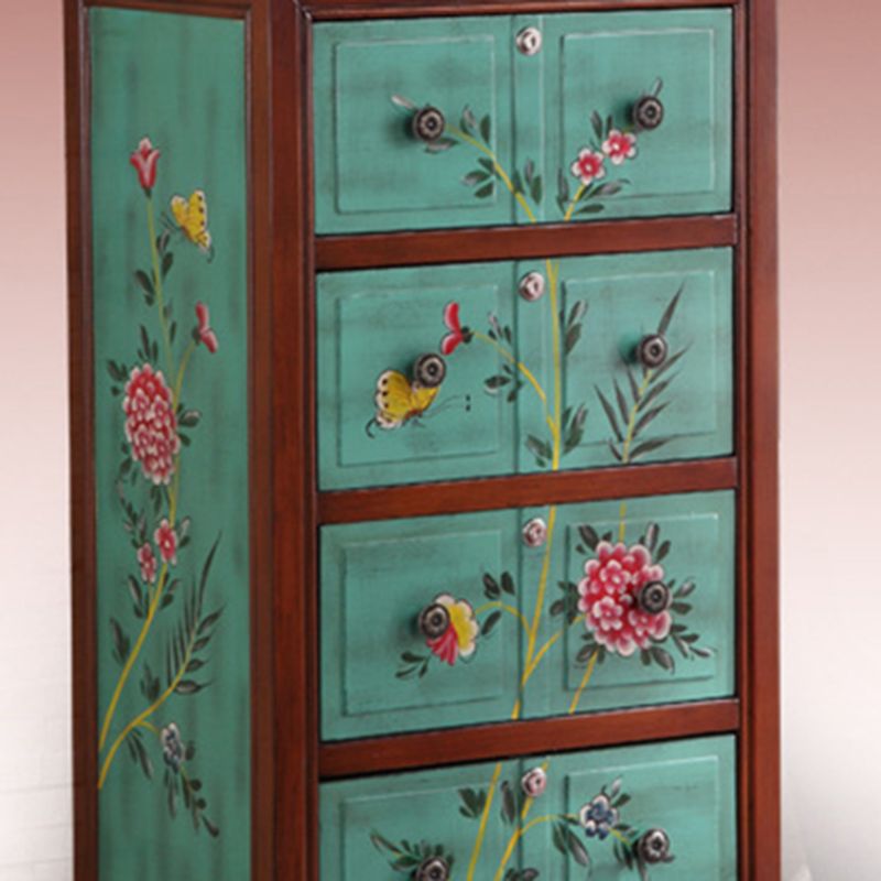 Traditional Wooden Bedroom Storage Chest Vertical Chest with 4 Drawers