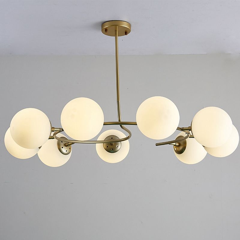 Sphere Chandelier Lighting Fixtures Modern White Glass Suspension Light for Bedroom