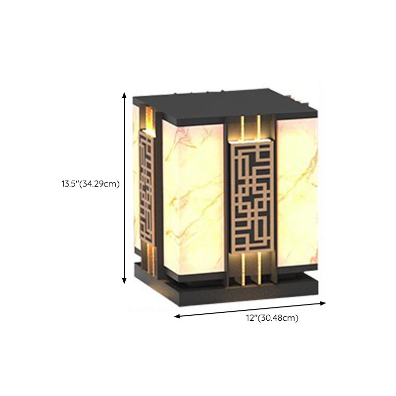 Metal Rectangle Waterproof Pillar Lamp Modern 1 Light Outdoor Light in Black