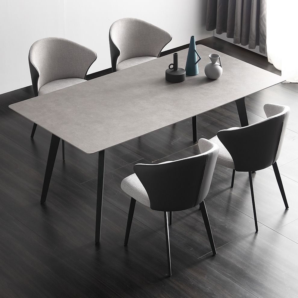 Mesa de comedor de piedra sinterizada de estilo industrial Mesa de rectángulo de base metálica para el hogar