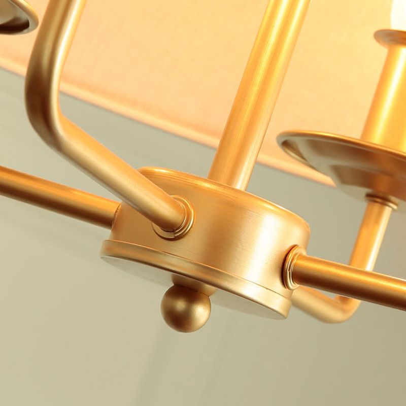 4-Light Traditional Fabric Chandelier Drum Ceiling Light for Dining Room