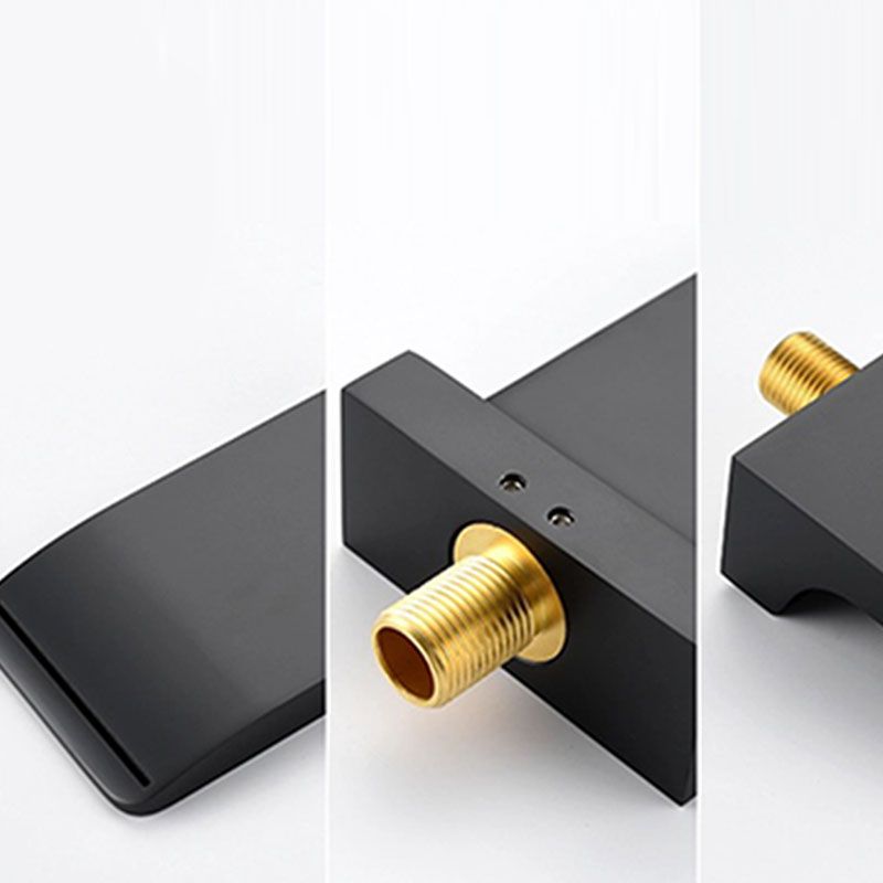 Contemporary Wall Mounted Metal Tub Filler Low Arc Waterfall Bathroom Faucet