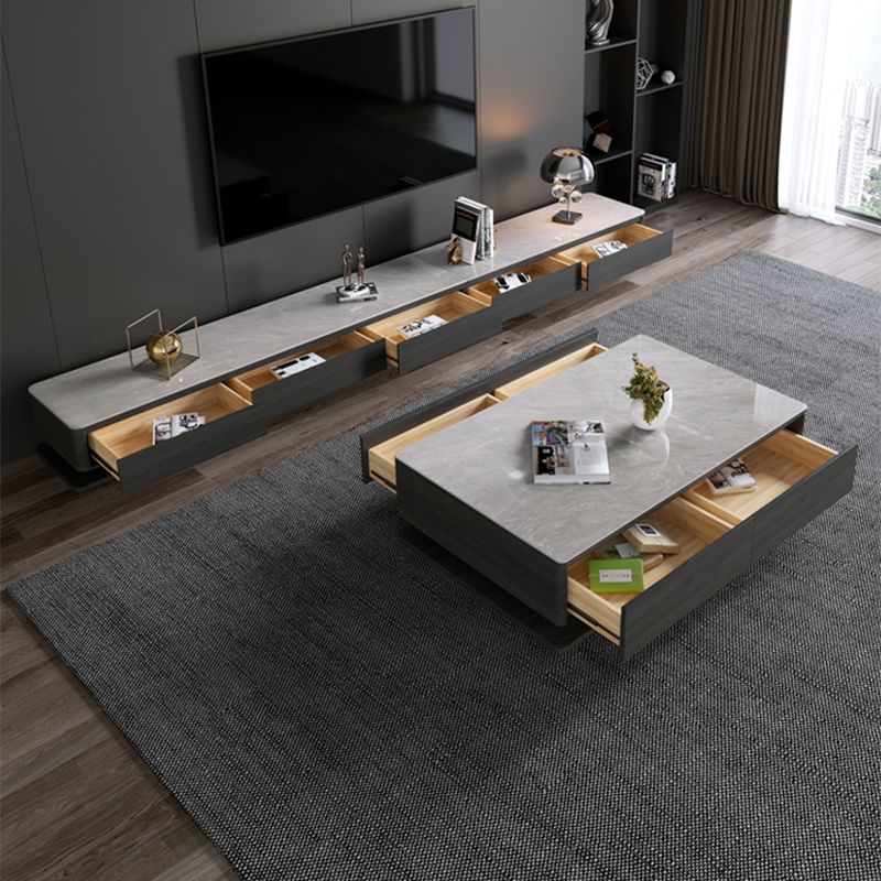 Rectangle Single Coffee Table Glam 1 Coffee Table with 4 Drawers