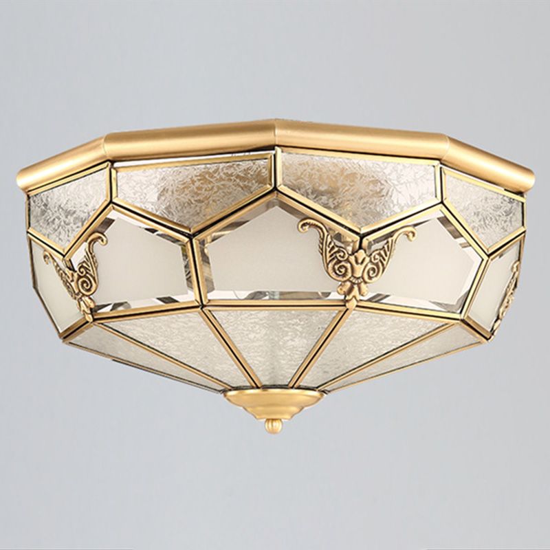 Lámpara de techo empotrada tradicional para sala de estar, iluminación empotrada de cristal para escuela, color dorado
