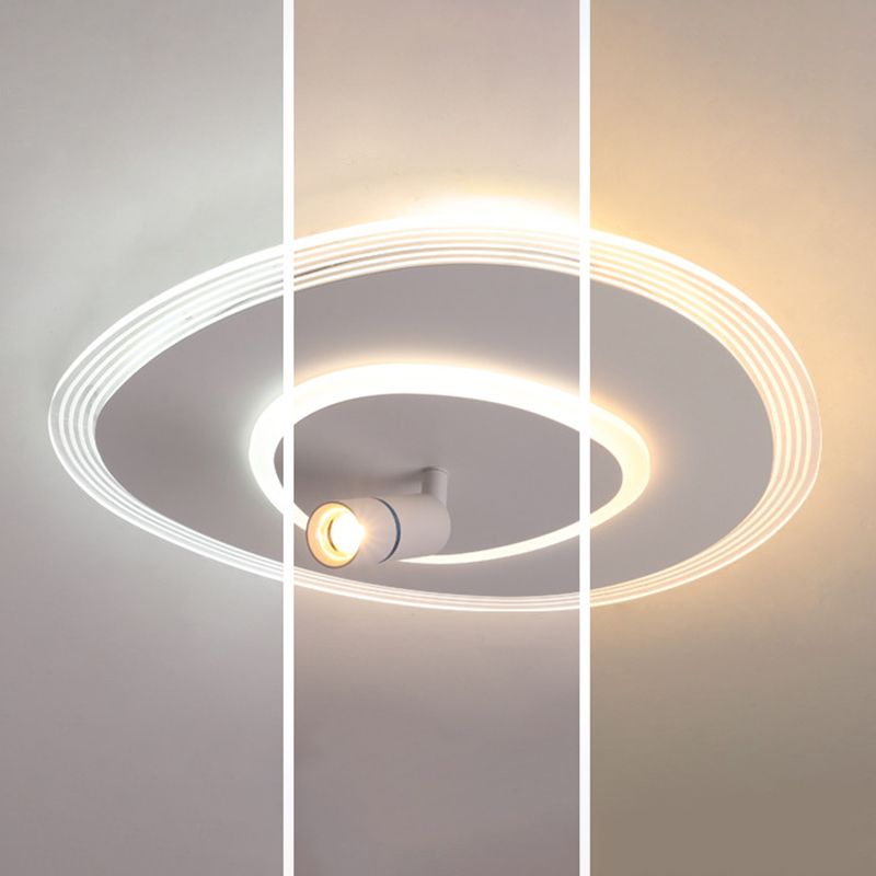 Montaje semi descarga blanco de 1 luces en moderna luz de techo interior de metal de estilo creativo con sombra acrílica oblonga