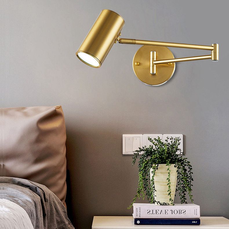 Swing Arm Wall Sconce Modern Minimalist Style Metal 1 Light Sconces for Bedroom