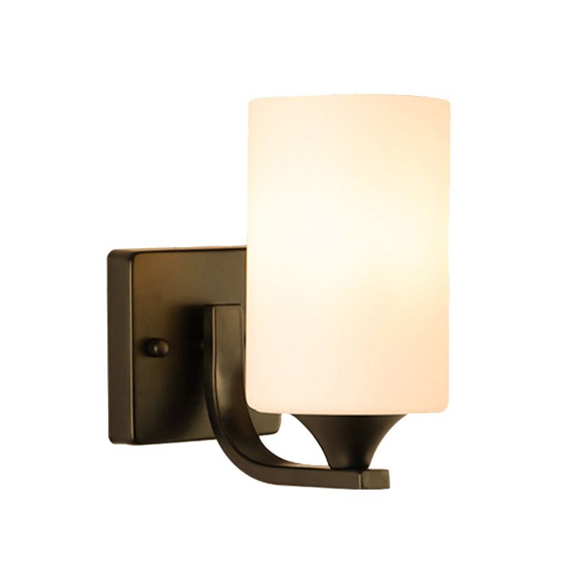 Modern Style Cylinder Shape Wall Light Glass Sconces for Bedroom