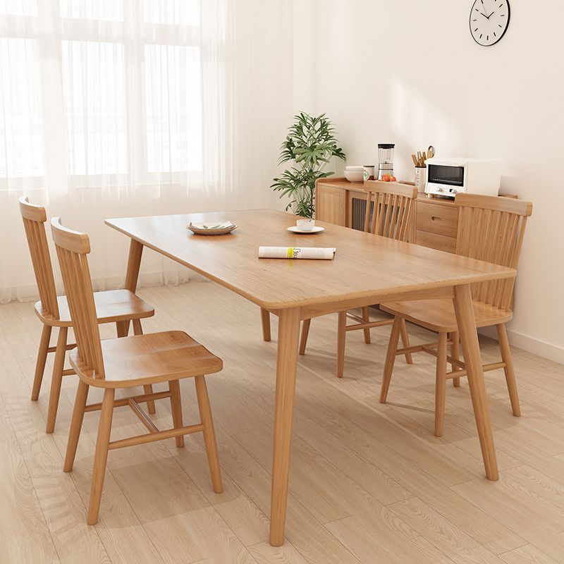 Solid Wood Dining Set 1/5 Pcs Rectangle Dining Table with Slat Back Chairs