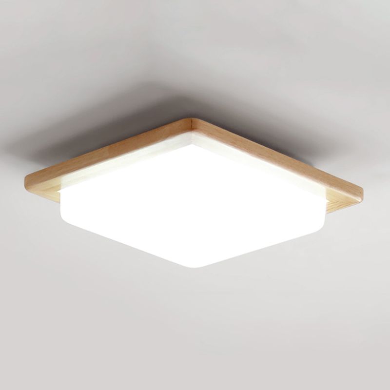 Square Shape Glass Flush Light Modern Style 1 Light Flush Mount Fixture in Brown