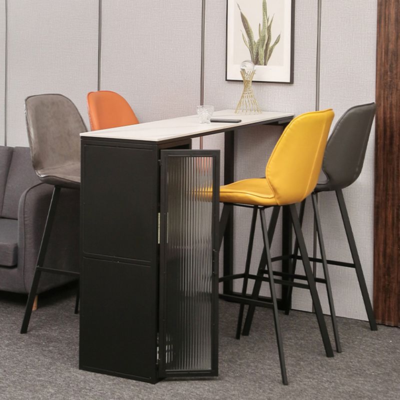 Modern Bistro Bar Table Sintered Stone Bar Table with Storage