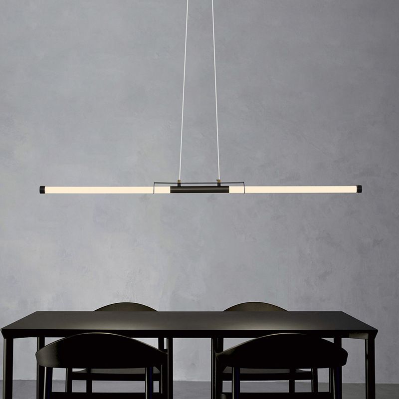 Modern Style Linear Shade Island Pendants 1 Light Metal Pendant Lights for Dining Room