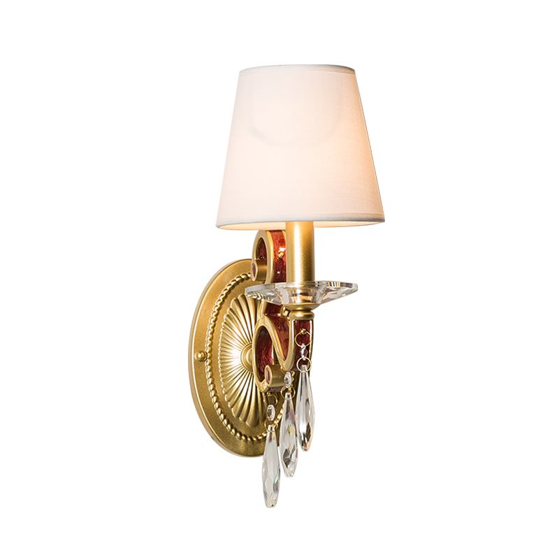 1 Bulb Sconce Light Fixture Traditional Gold Conical Living Room Wall light with/without Fabric Shade