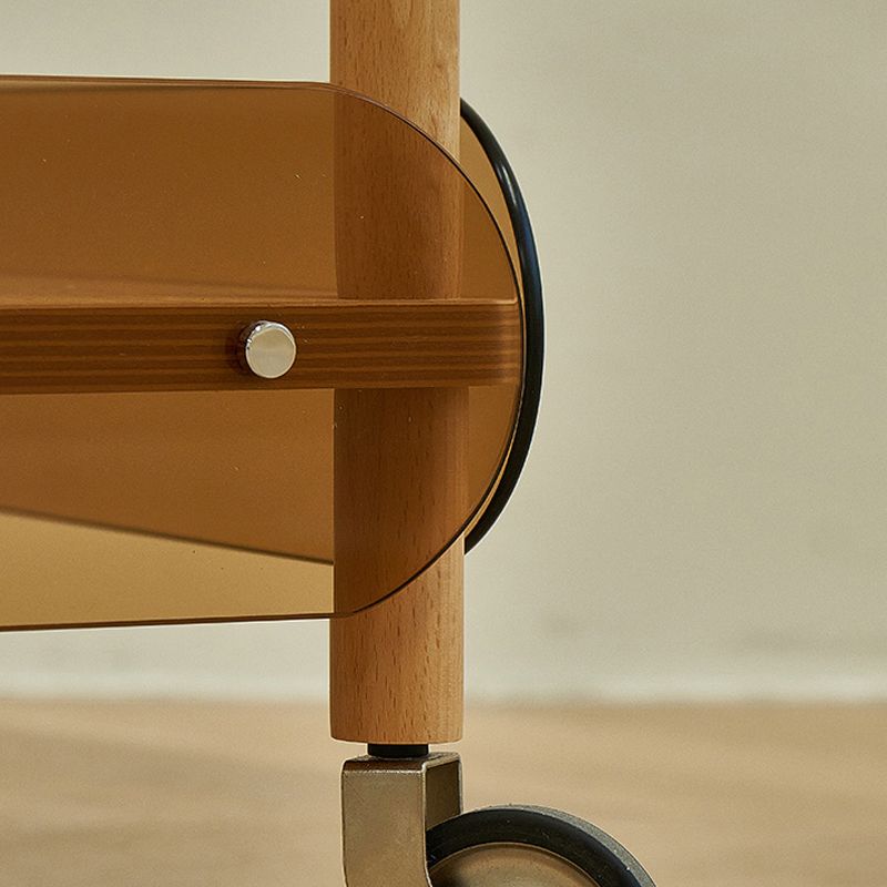 Modern Side Table Glass Top with Storage Rectangular Double Tier Accent Side Table