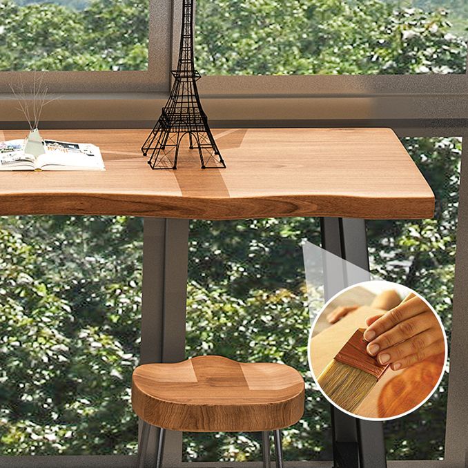 Brown Modern Style Specialty Bar Table Wood and Iron Coffee Shop Bar Table