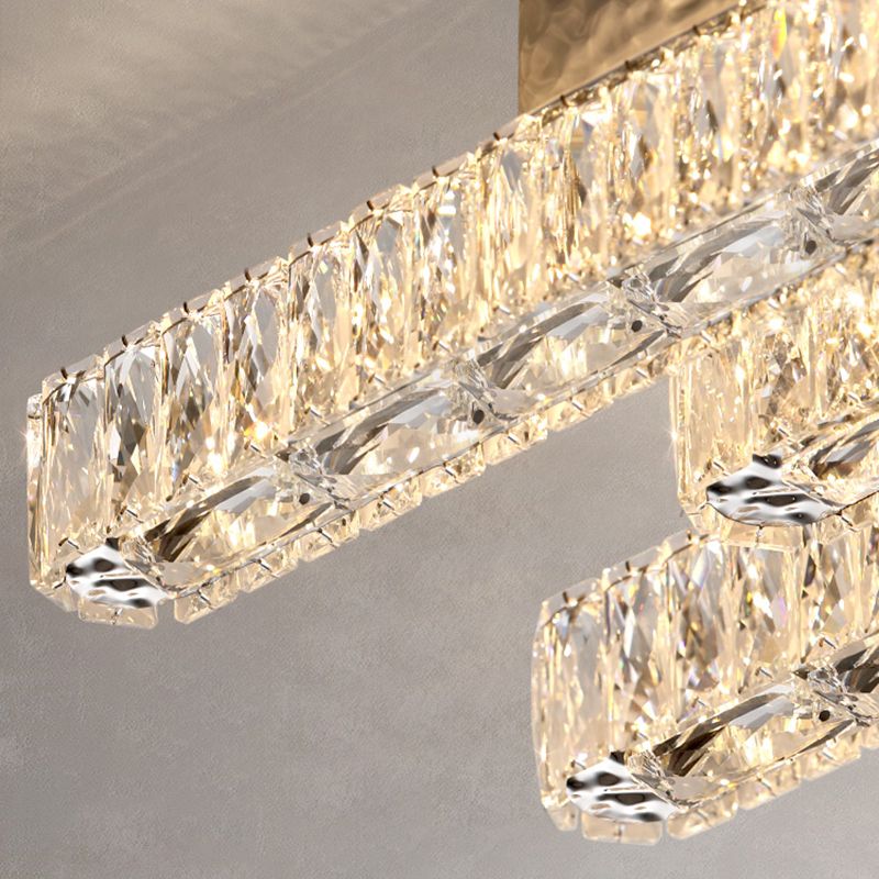 Luminaire encastré géométrique contemporain Plafonniers en cristal en argent