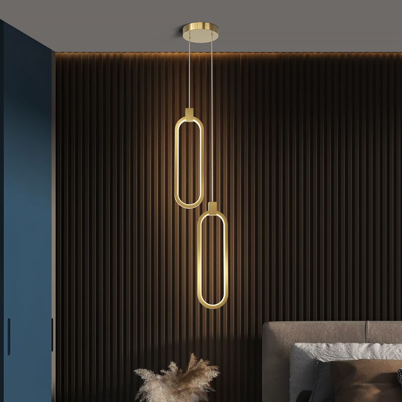 Camera da letto geometrica a sospensione a sospensione Luce in metallo LED minimalista Afferma del soffitto in oro