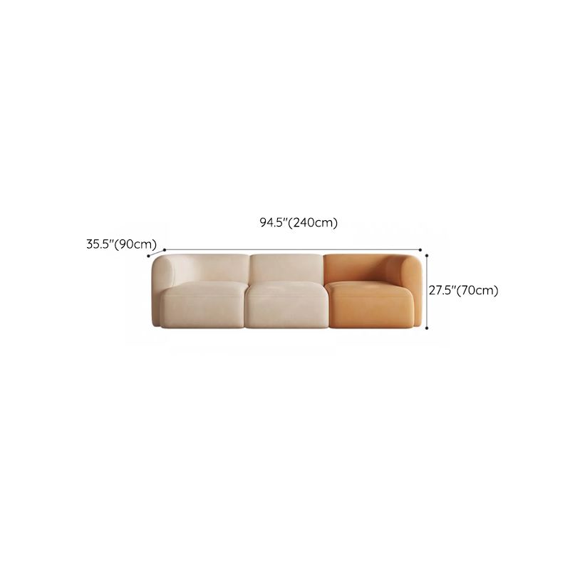 Minimalist 27.6-In H Sofa and Chaise Brown & Beige Sofa with One Side Arm